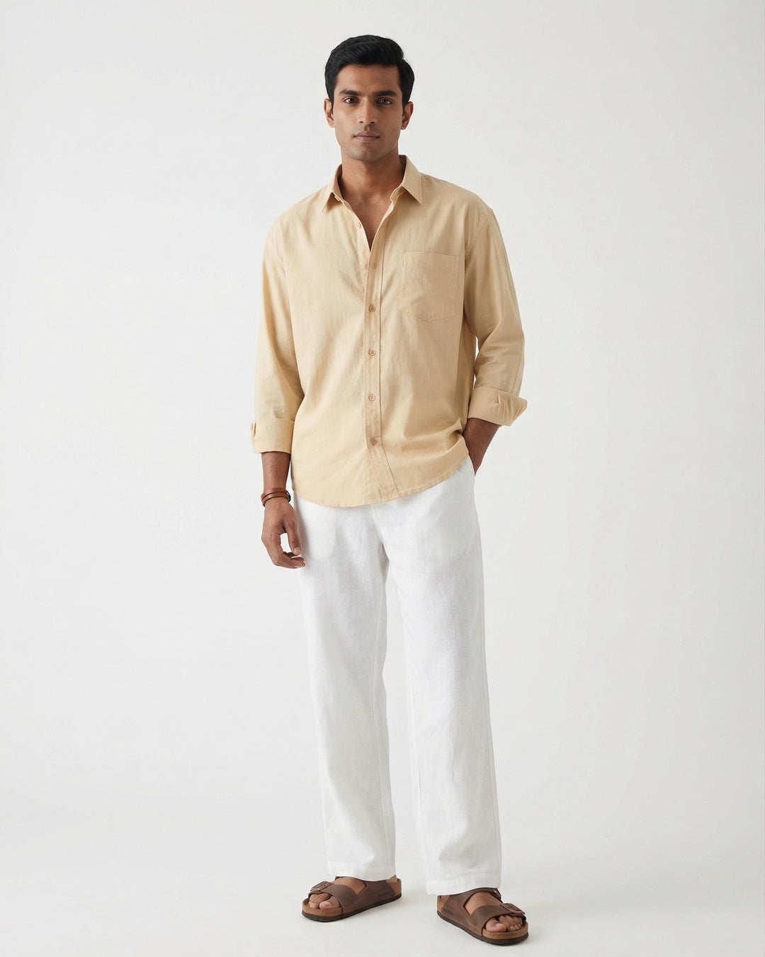 Beige Cotton Poplin Shirt