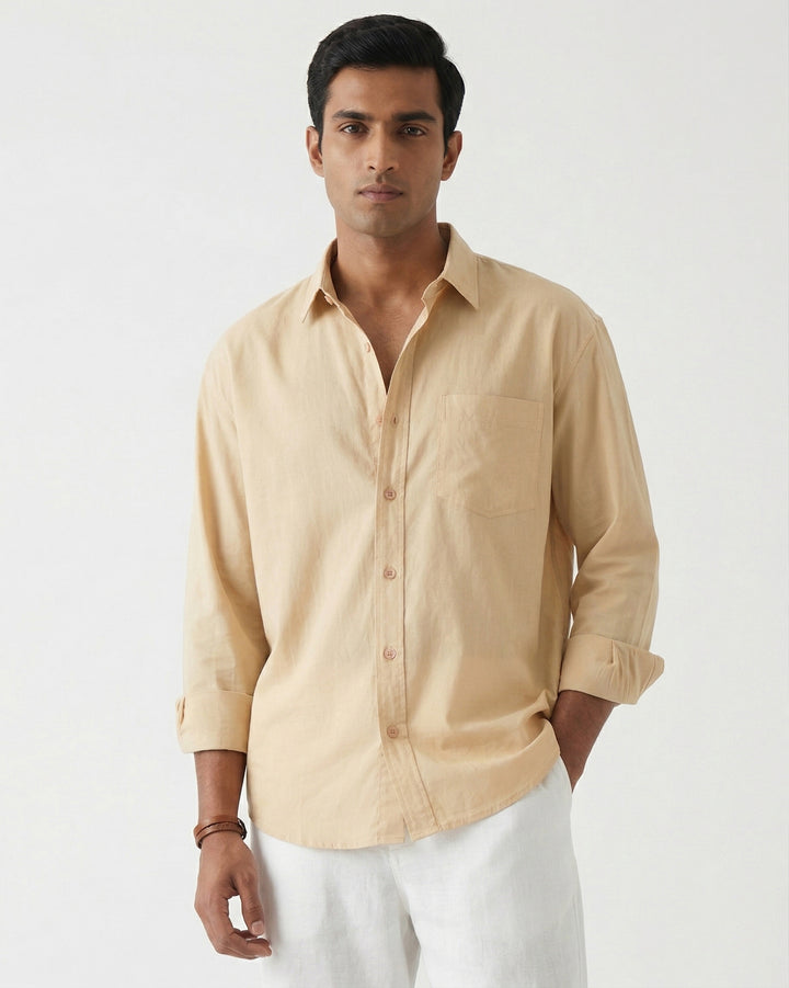 Beige Cotton Poplin Shirt