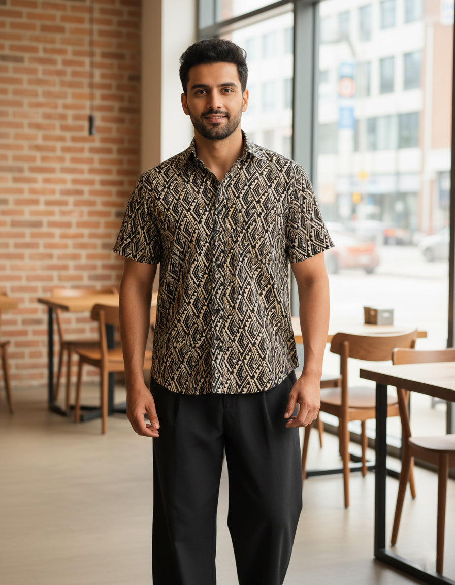 Black Array Cotton Poplin Shirt