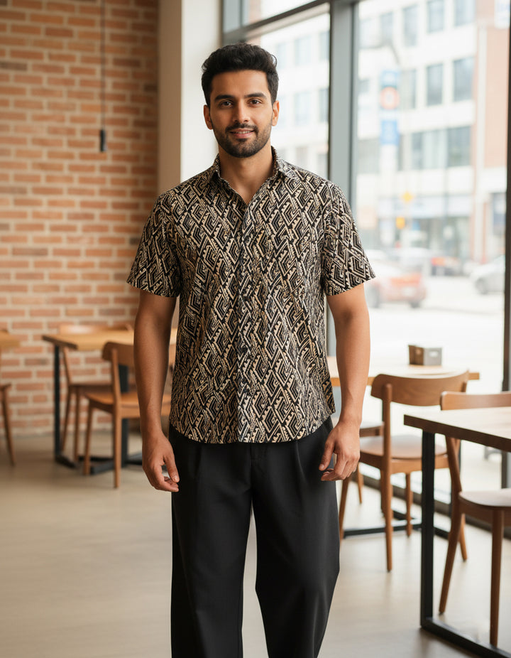 Black Array Cotton Poplin Shirt