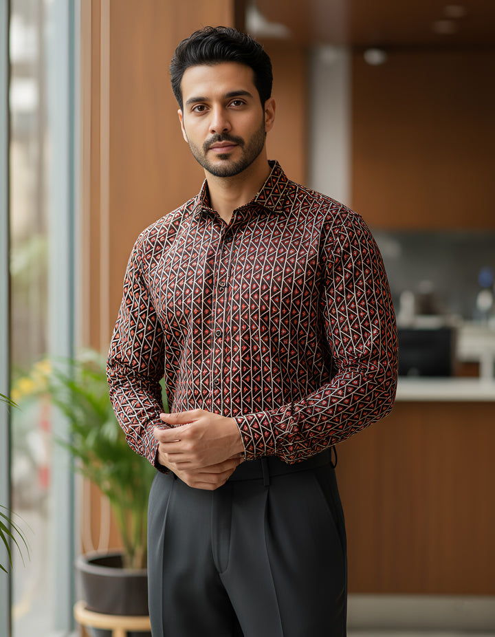 Black Fractal Echo Cotton Poplin Shirt
