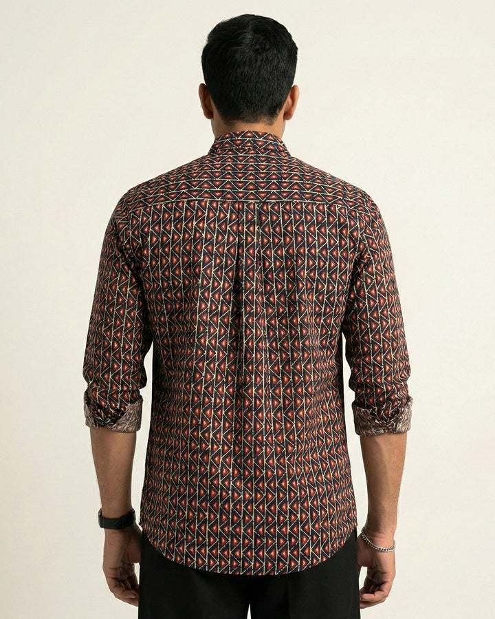 Black Fractal Echo Cotton Poplin Shirt