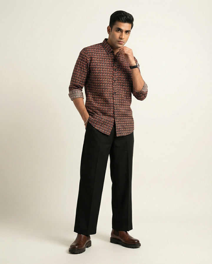 Black Fractal Echo Cotton Poplin Shirt