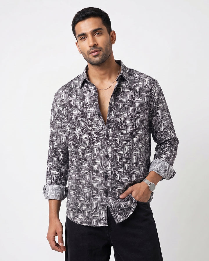 Black Grain Cotton Poplin Shirt