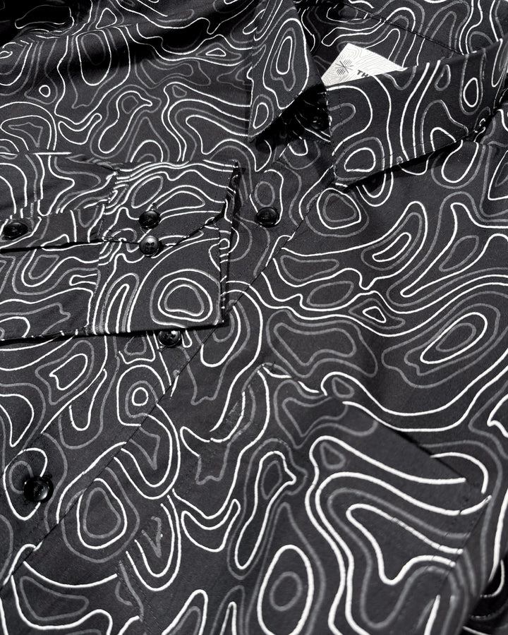 Black Liquid Maze Cotton Poplin Shirt