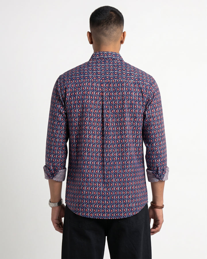 Blue Fractal Echo Cotton Poplin Shirt