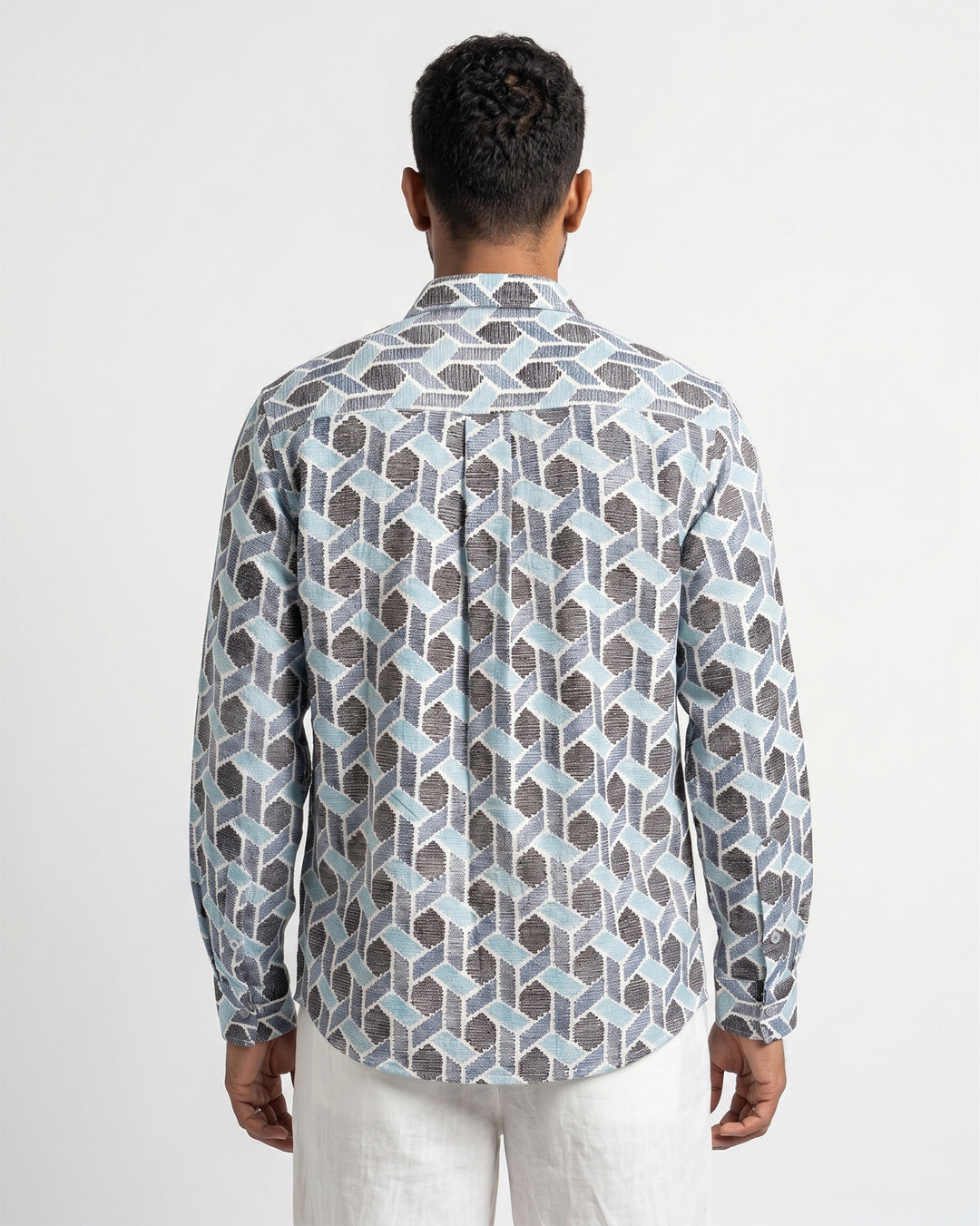 Blue Links Cotton Poplin Shirt
