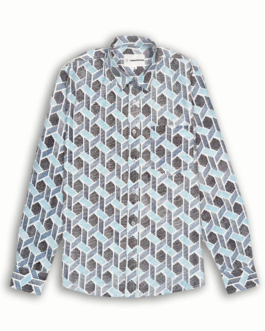 Blue Links Cotton Poplin Shirt