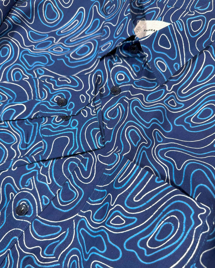 Blue Liquid Maze Cotton Poplin Shirt