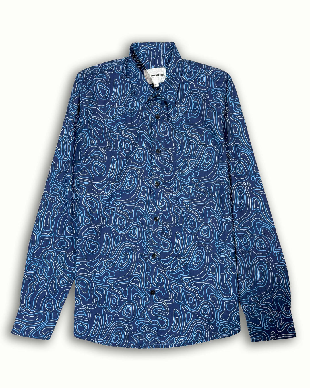 Blue Liquid Maze Cotton Poplin Shirt