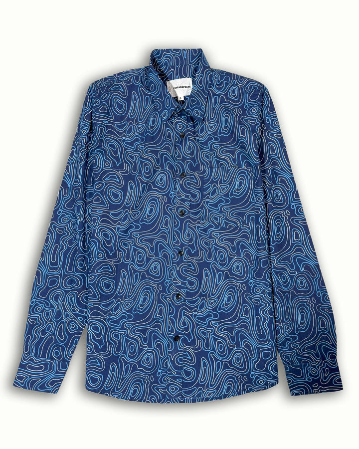 Blue Liquid Maze Cotton Poplin Shirt
