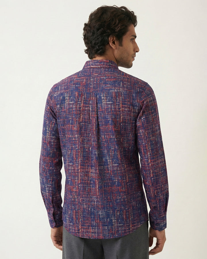 Blue Script Cotton Poplin Shirt