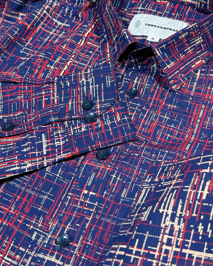 Blue Script Cotton Poplin Shirt