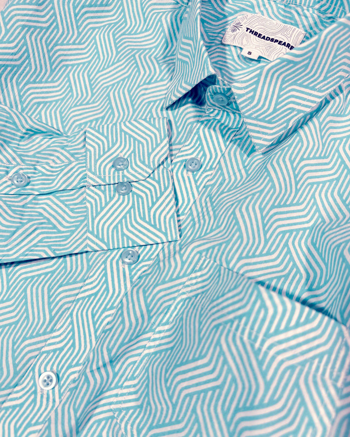Blue Waves Cotton Poplin Shirt