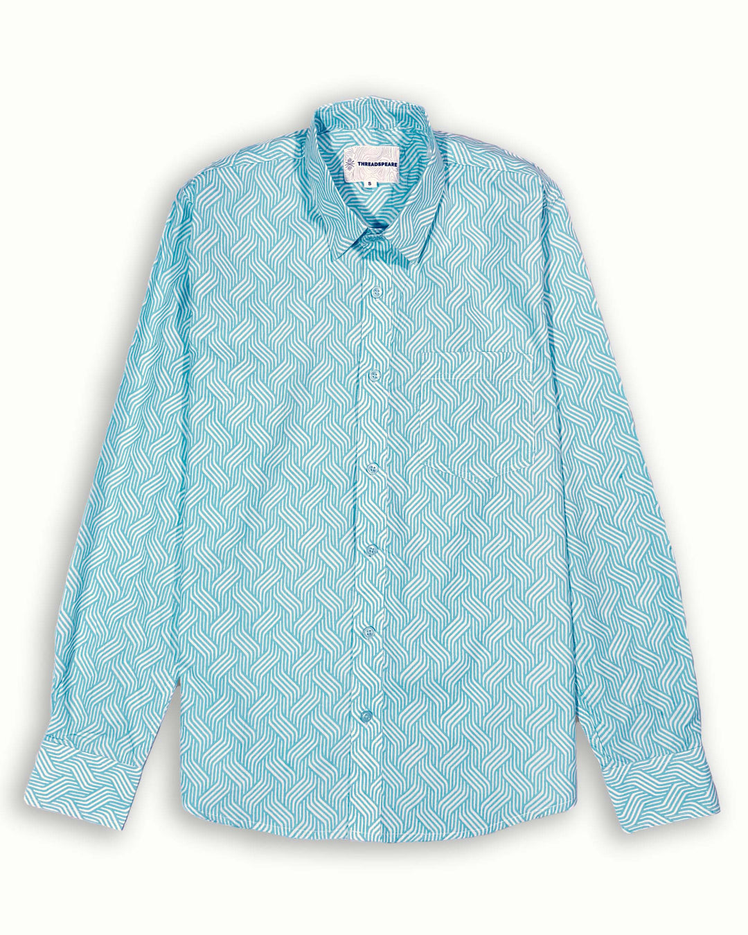 Blue Waves Cotton Poplin Shirt