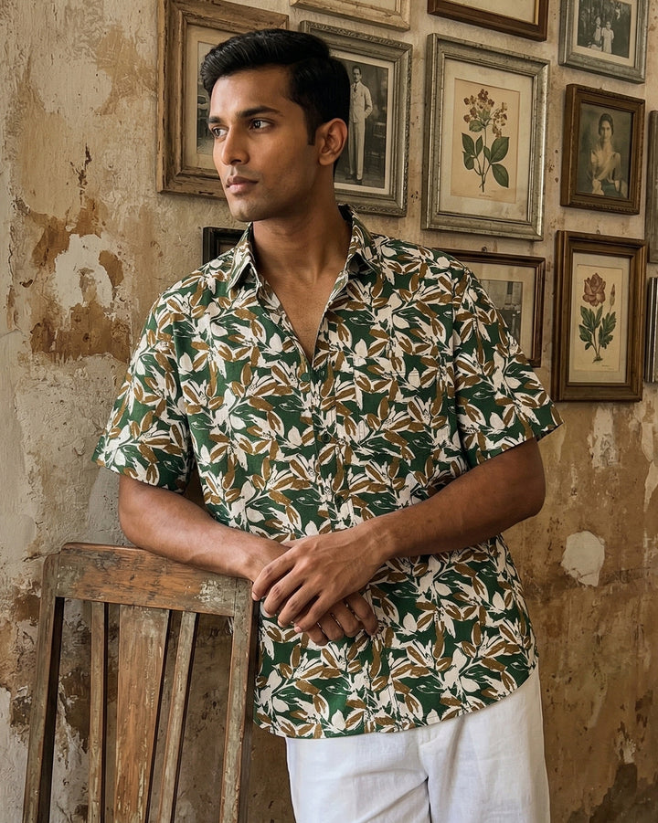 Green Botanic Dust Cotton Poplin Shirt