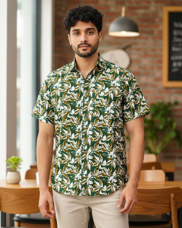 Green Botanic Dust Cotton Poplin Shirt