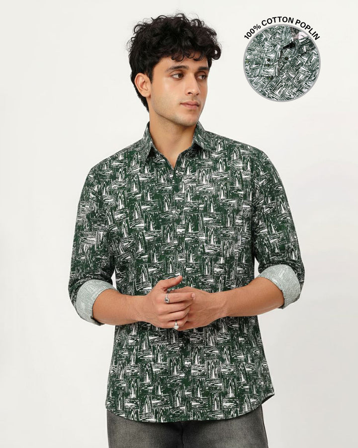 Green Grain Cotton Poplin Shirt