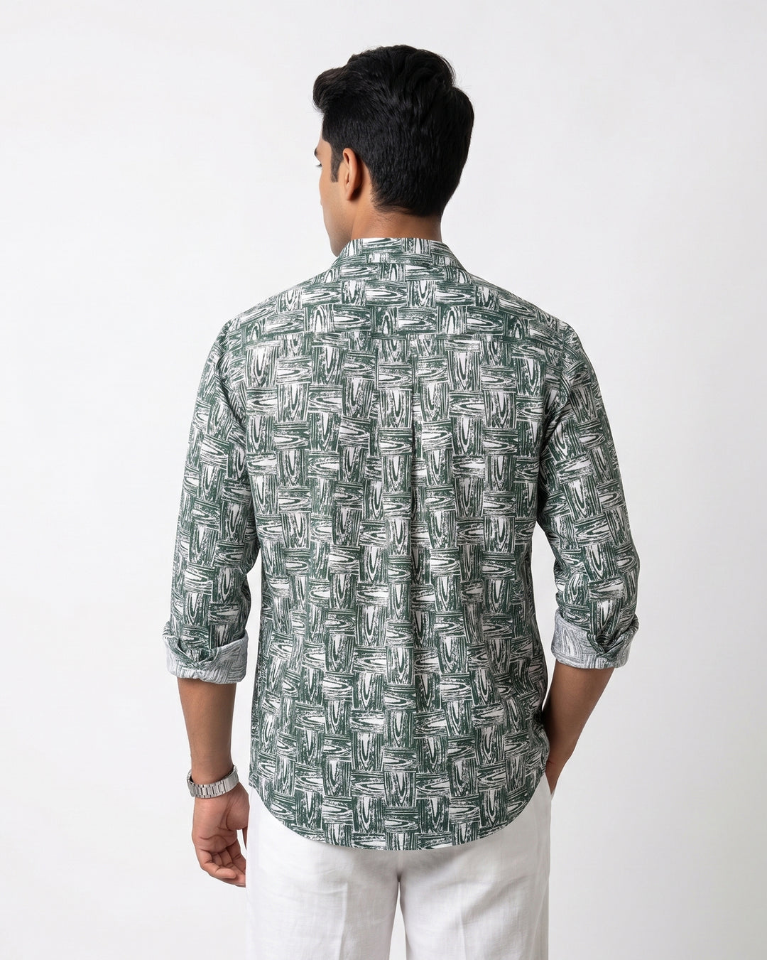 Green Grain Cotton Poplin Shirt