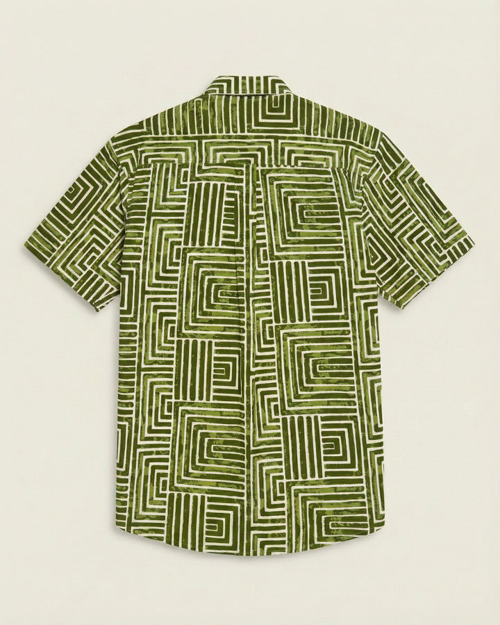 Green Gridlock Cotton Poplin Half Sleeve Shirt