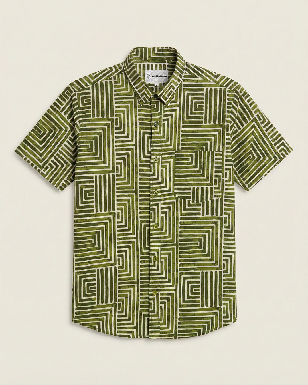 Green Gridlock Cotton Poplin Half Sleeve Shirt