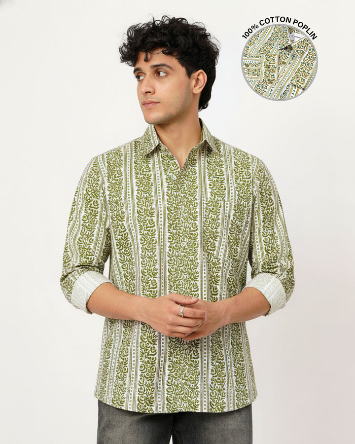 Green Horizon Cotton Poplin Shirt