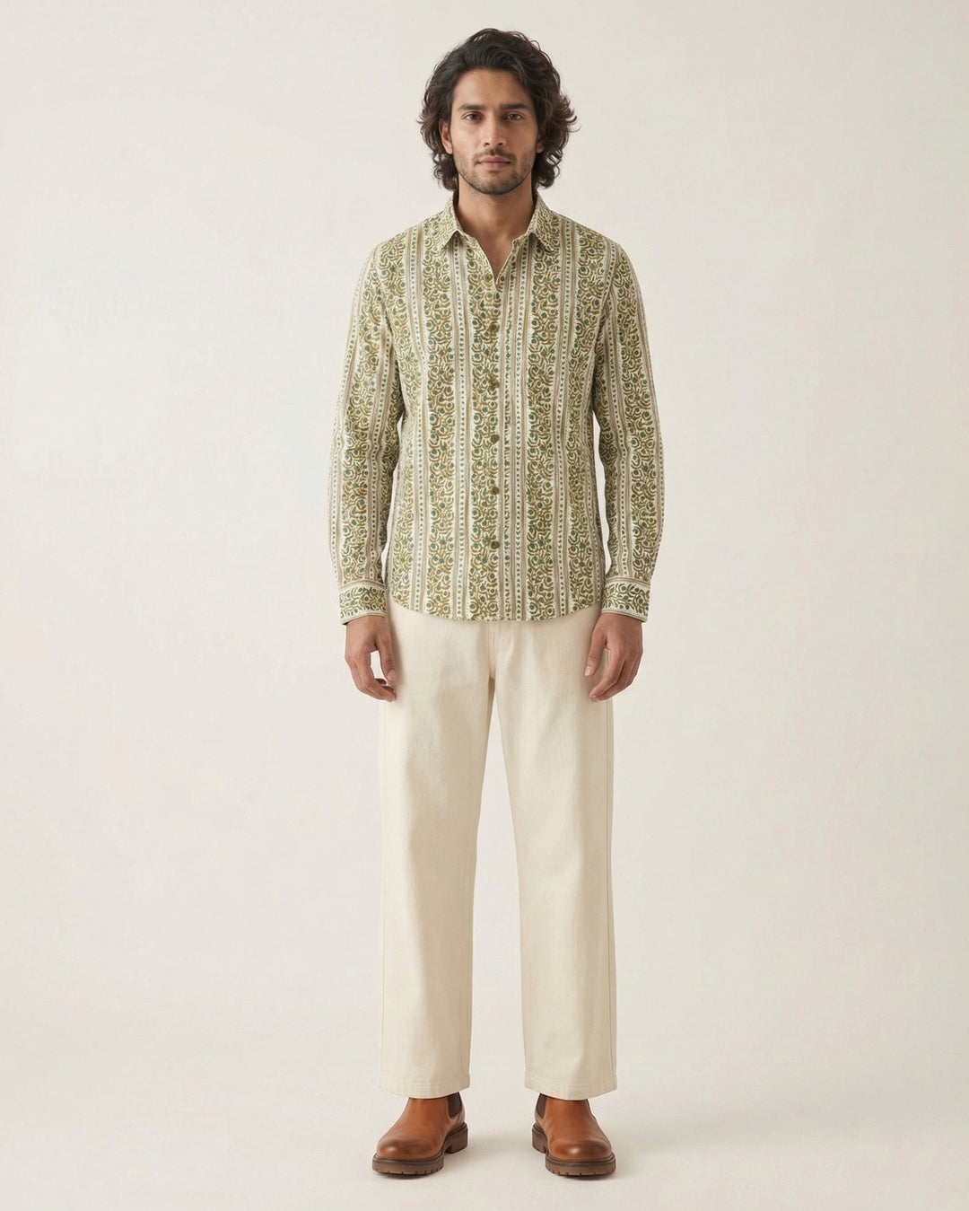 Green Horizon Cotton Poplin Shirt