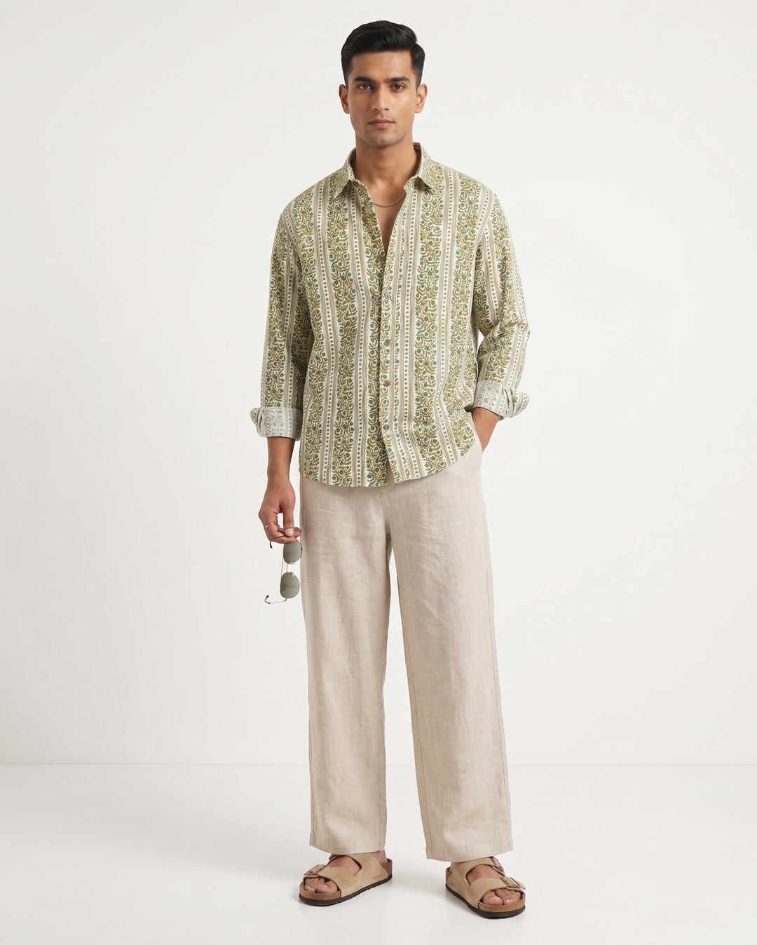 Green Horizon Cotton Poplin Shirt