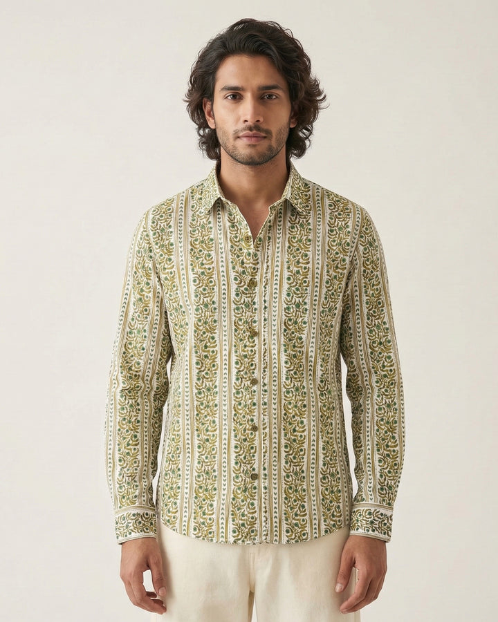 Green Horizon Cotton Poplin Shirt