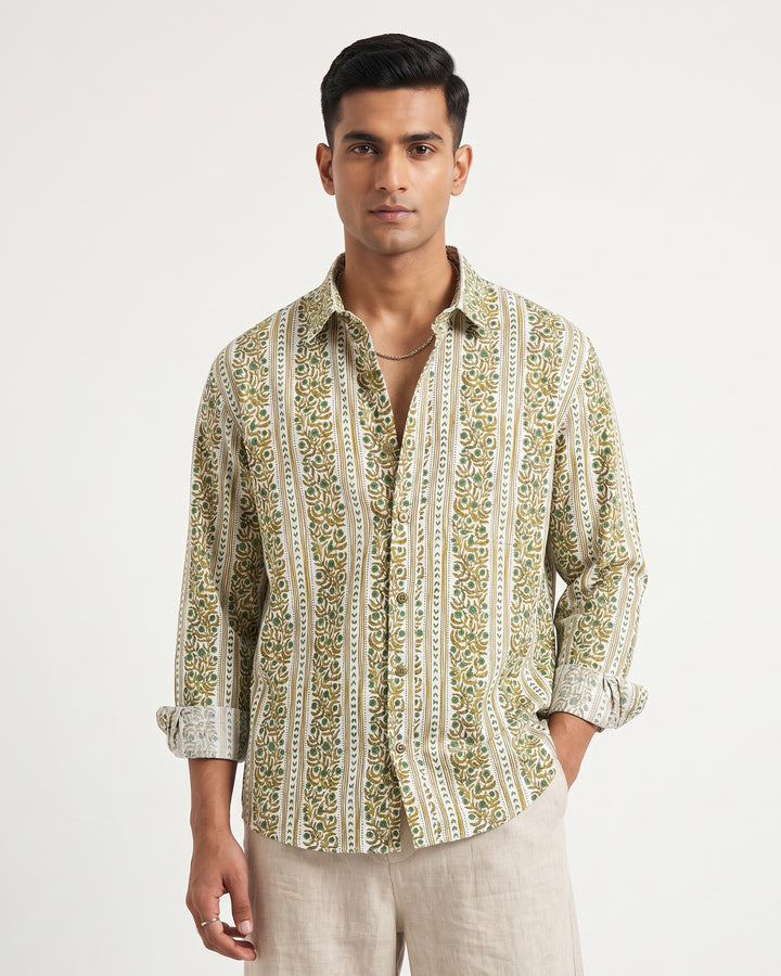 Green Horizon Cotton Poplin Shirt
