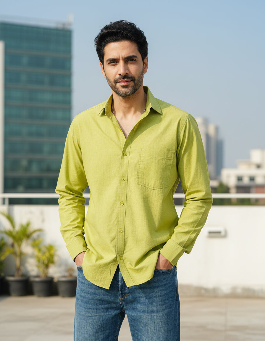 Green Cotton Poplin Shirt