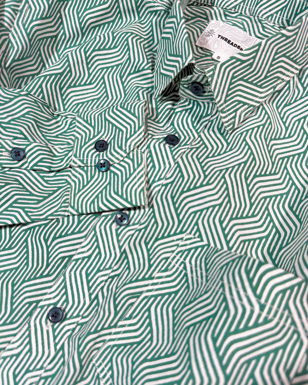 Green Waves Cotton Poplin Shirt
