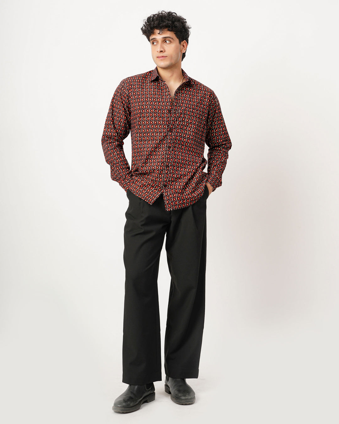 Black Fractal Echo Cotton Poplin Shirt