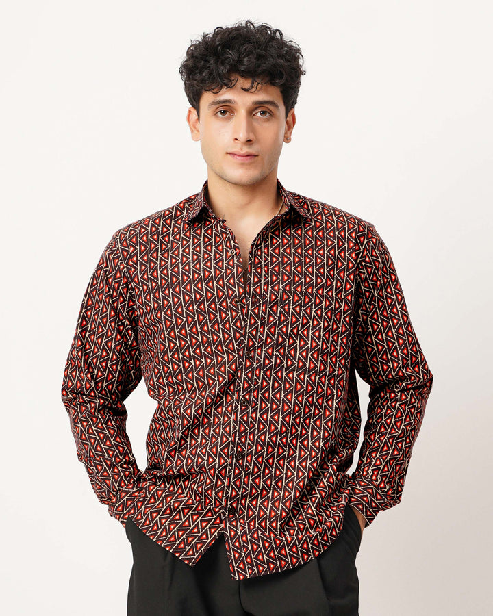 Black Fractal Echo Cotton Poplin Shirt