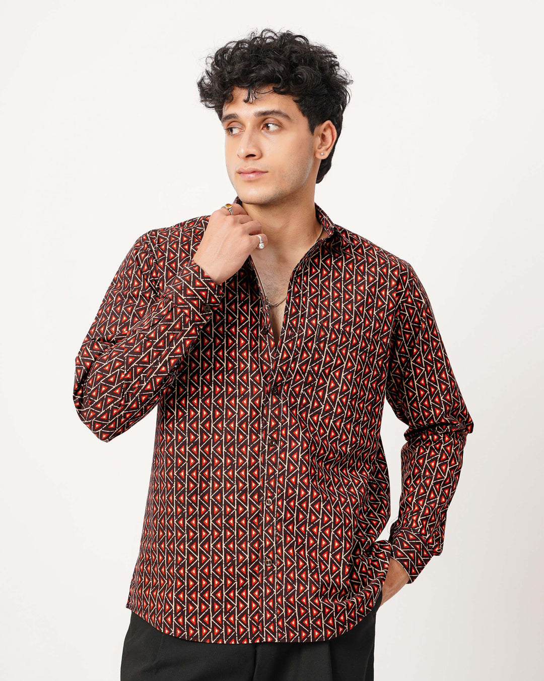 Black Fractal Echo Cotton Poplin Shirt