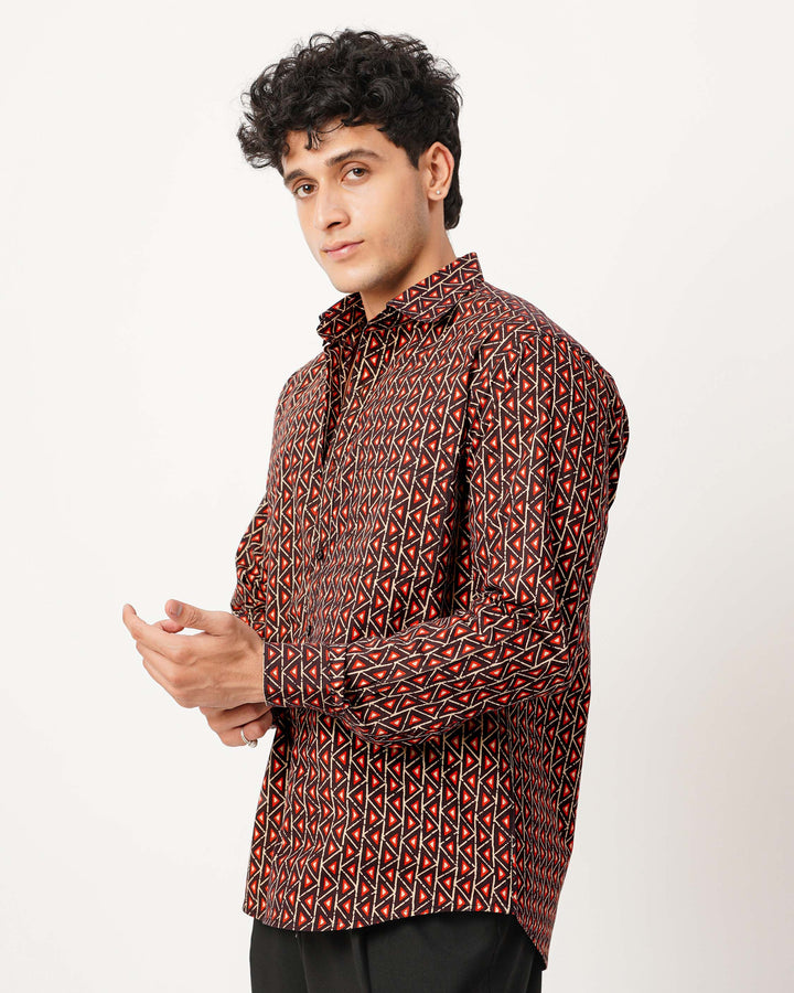 Black Fractal Echo Cotton Poplin Shirt