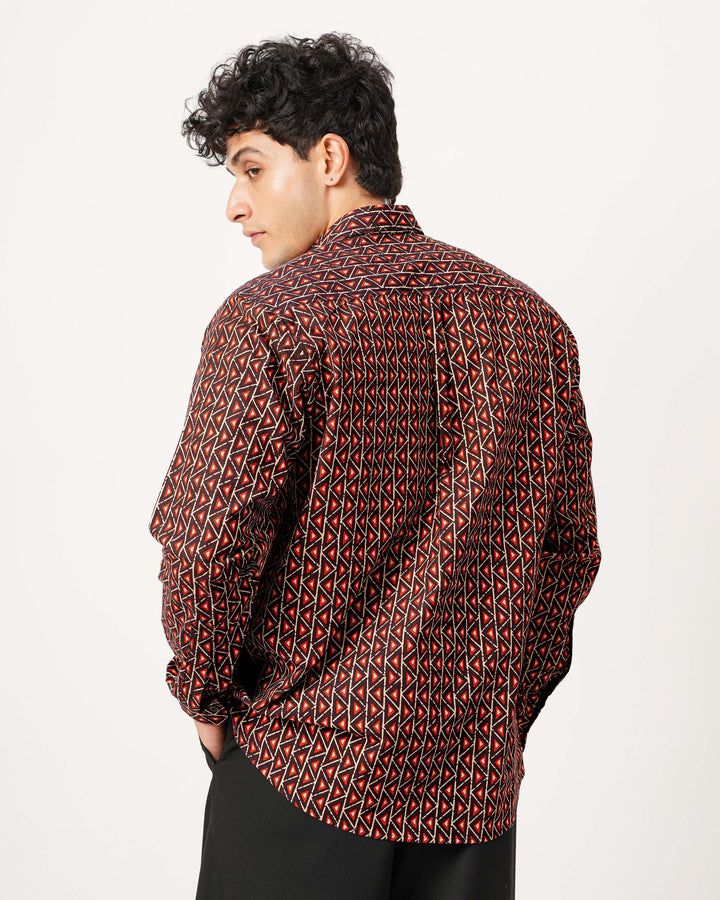 Black Fractal Echo Cotton Poplin Shirt