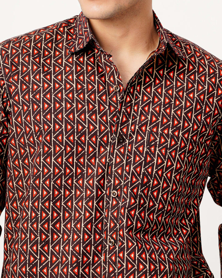 Black Fractal Echo Cotton Poplin Shirt
