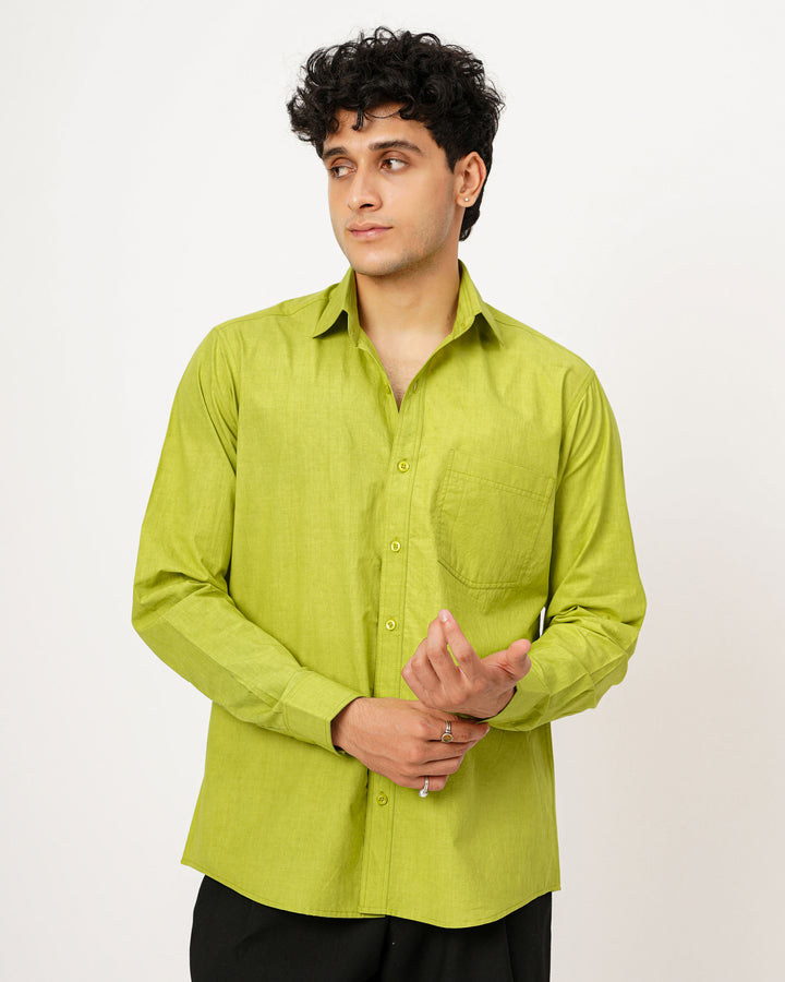 Green Cotton Poplin Shirt