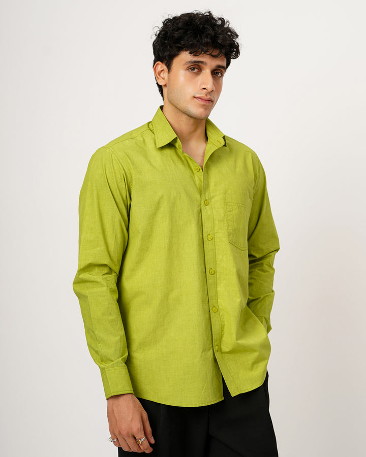 Green Cotton Poplin Shirt