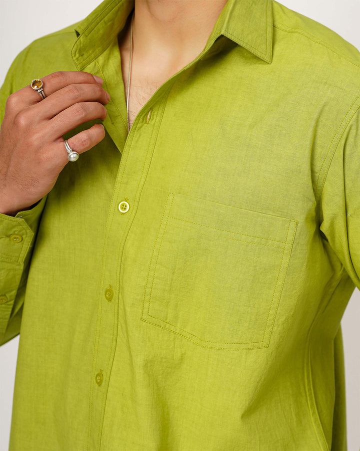 Green Cotton Poplin Shirt
