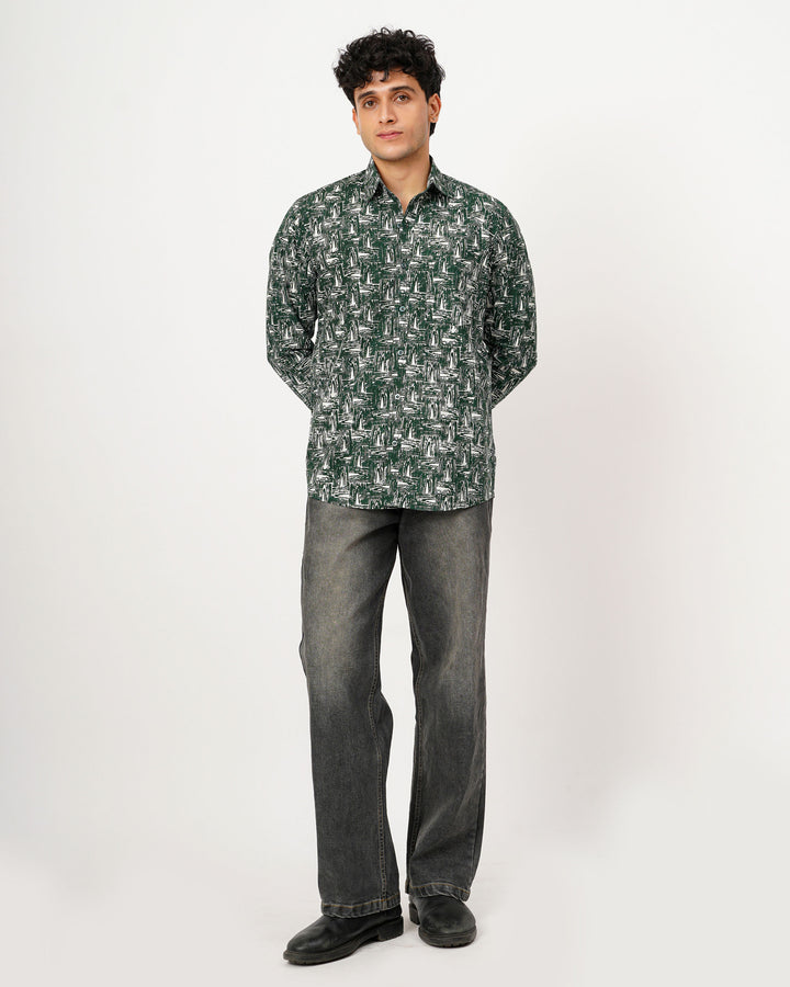 Green Grain Cotton Poplin Shirt