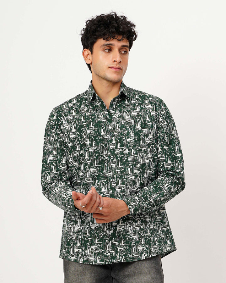 Green Grain Cotton Poplin Shirt