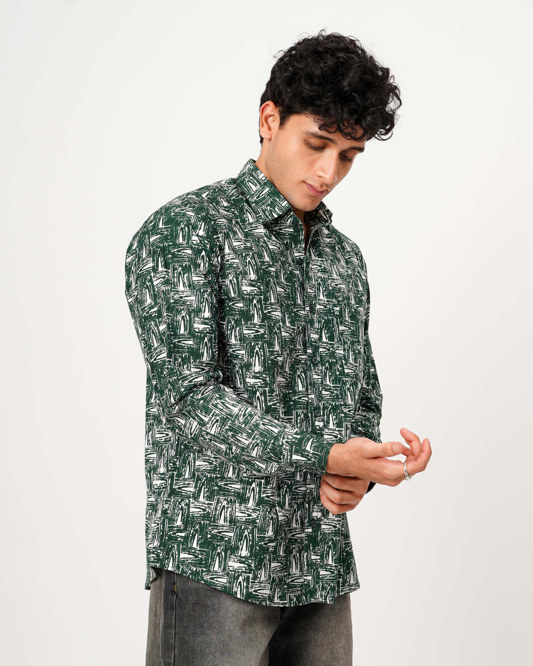 Green Grain Cotton Poplin Shirt