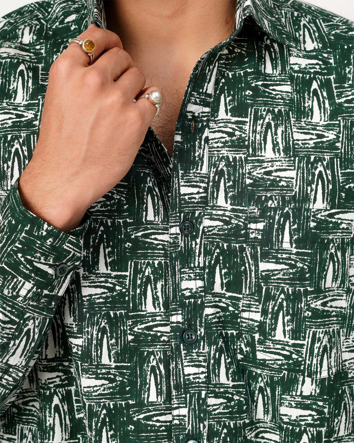 Green Grain Cotton Poplin Shirt