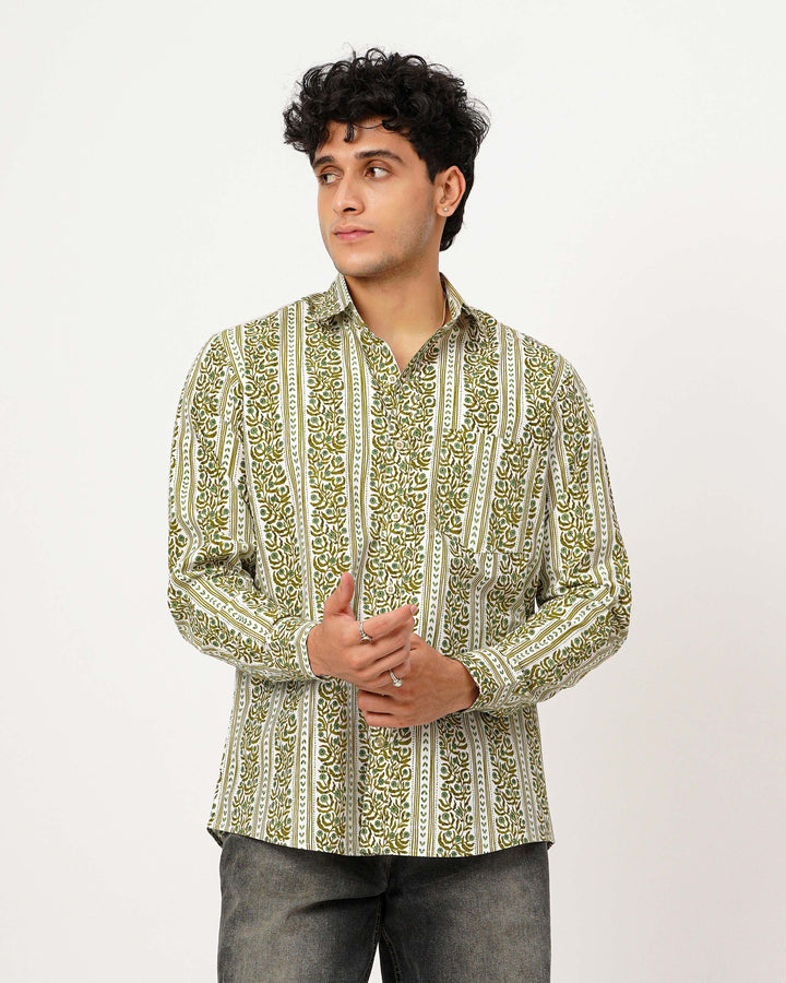 Green Horizon Cotton Poplin Shirt