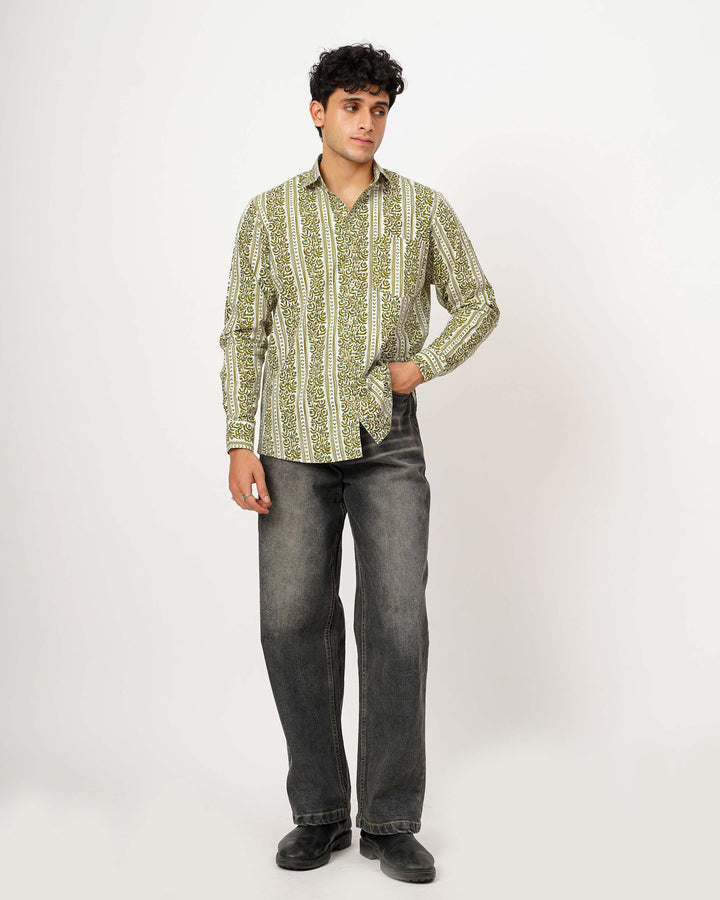 Green Horizon Cotton Poplin Shirt