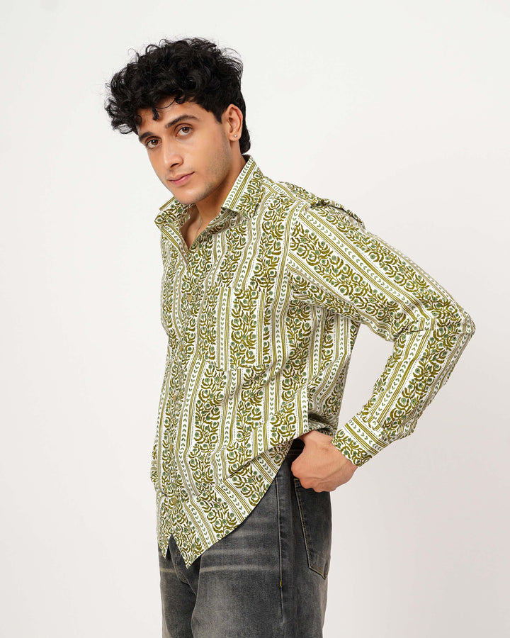 Green Horizon Cotton Poplin Shirt