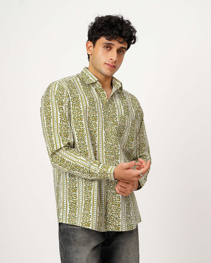 Green Horizon Cotton Poplin Shirt