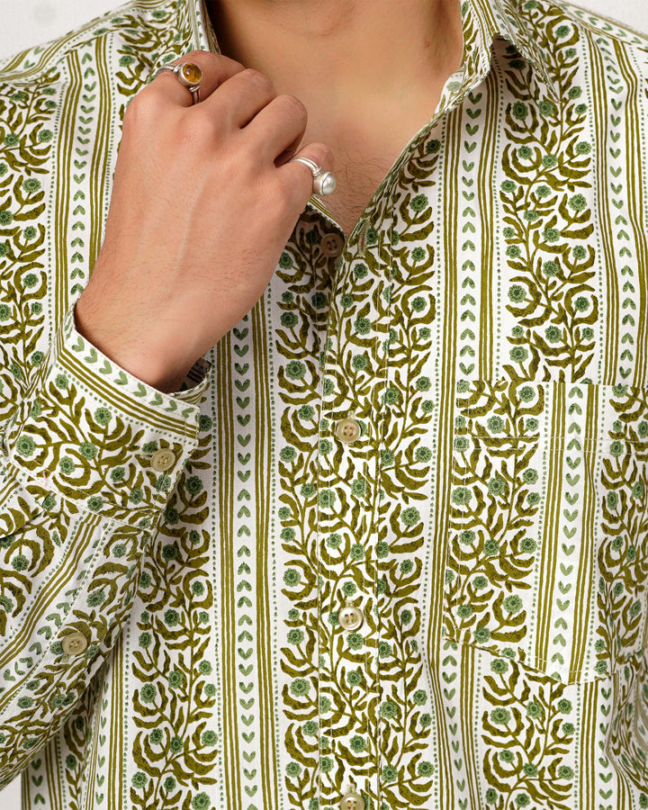 Green Horizon Cotton Poplin Shirt